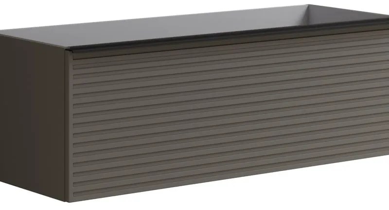 Mobile da bagno sotto lavabo Pixel stripes frontale grigio carbone e maniglia alluminio nero laccato opaco L 120 x H 40 x P 45.5 cm 2 cassetti, lavabo non incluso