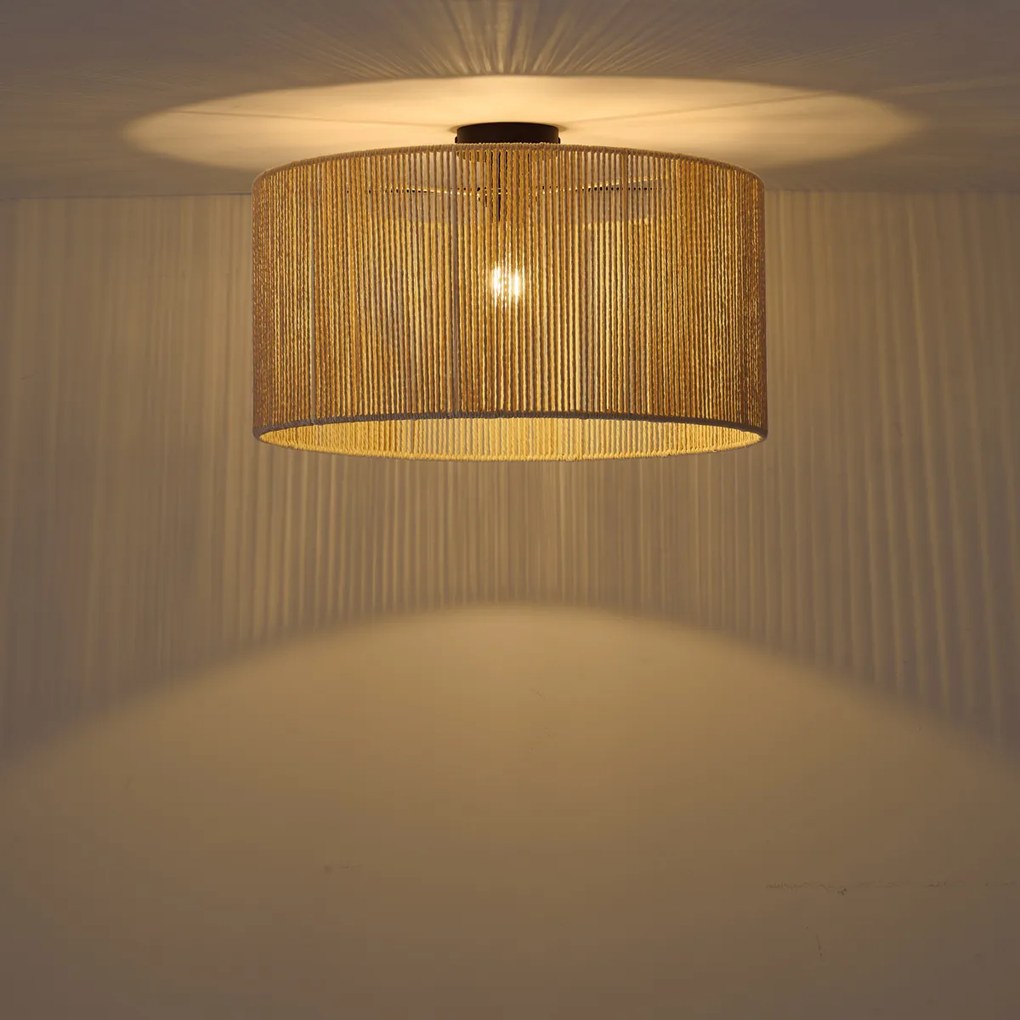 Plafoniera nera con paralume in carta beige 50/50/25 - Combi