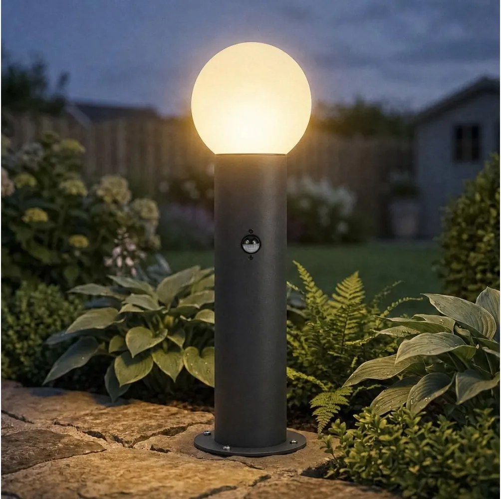 Kanlux 46086-Lampada da esterno con sensore STONO 1xE27/15W/230V 80 cm IP65 antracite