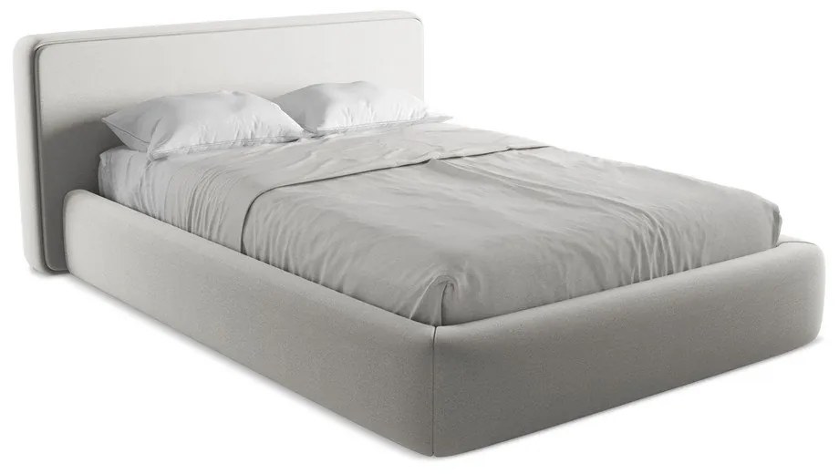 Letto matrimoniale imbottito grigio chiaro con contenitore con griglia 140x200 cm Kiana - Makamii