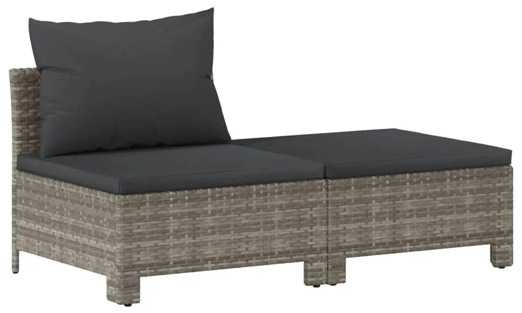 Set di divani da giardino 2 pz con cuscini in polyrattan grigio