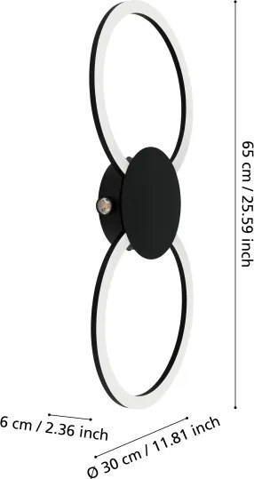 Eglo 902124 - Applique LED VENTICELLO LED/20W/230V + LED/0,91W nero