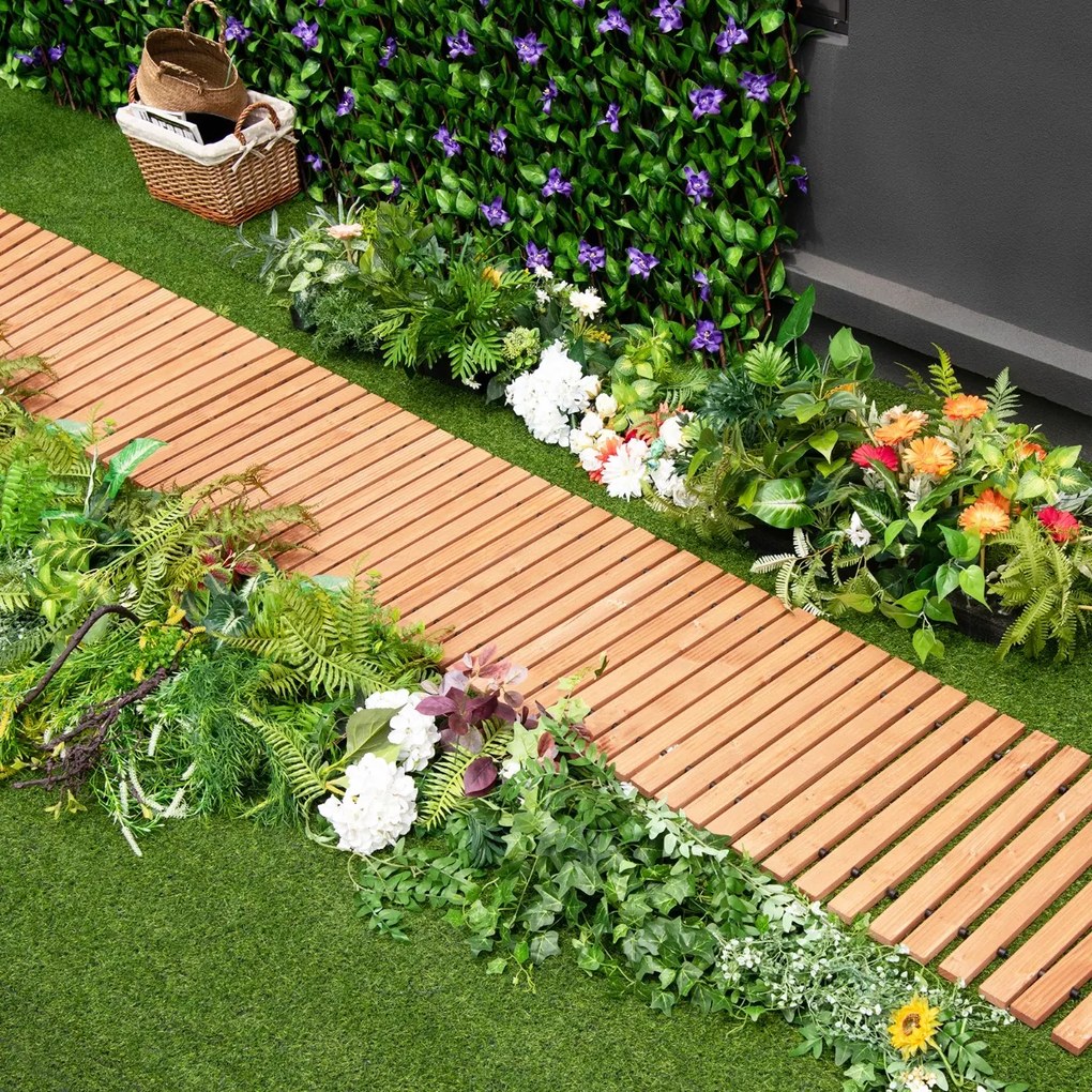 Costway Sentiero avvolgibile di legno per giardino, Vialetto con fil di ferro e consistenza antiscivolo 55cm