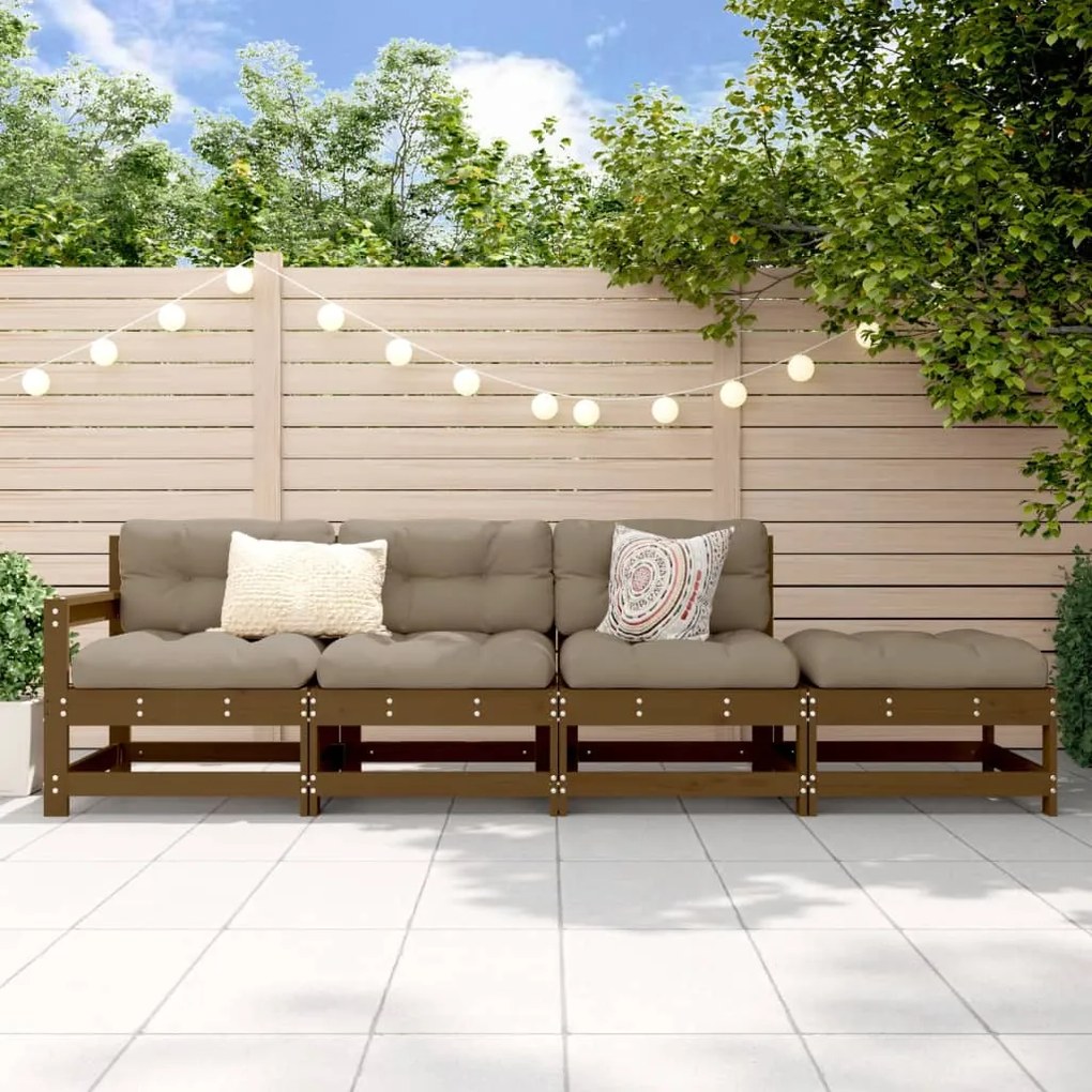 Set salotto da giardino 4 pz miele in legno massello di pino