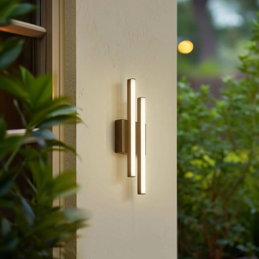 Lindby Applique da esterni LED Abelia, nero, alluminio, acciaio inox
