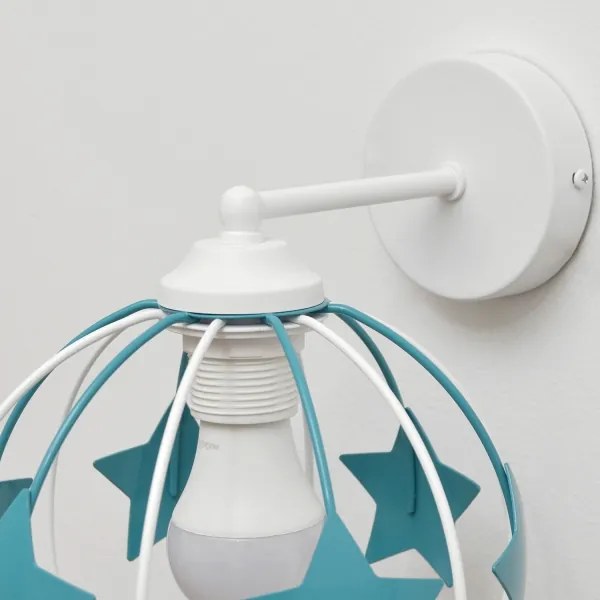 Applique per bambini STARS 1xE27/15W/230V turchese/bianco