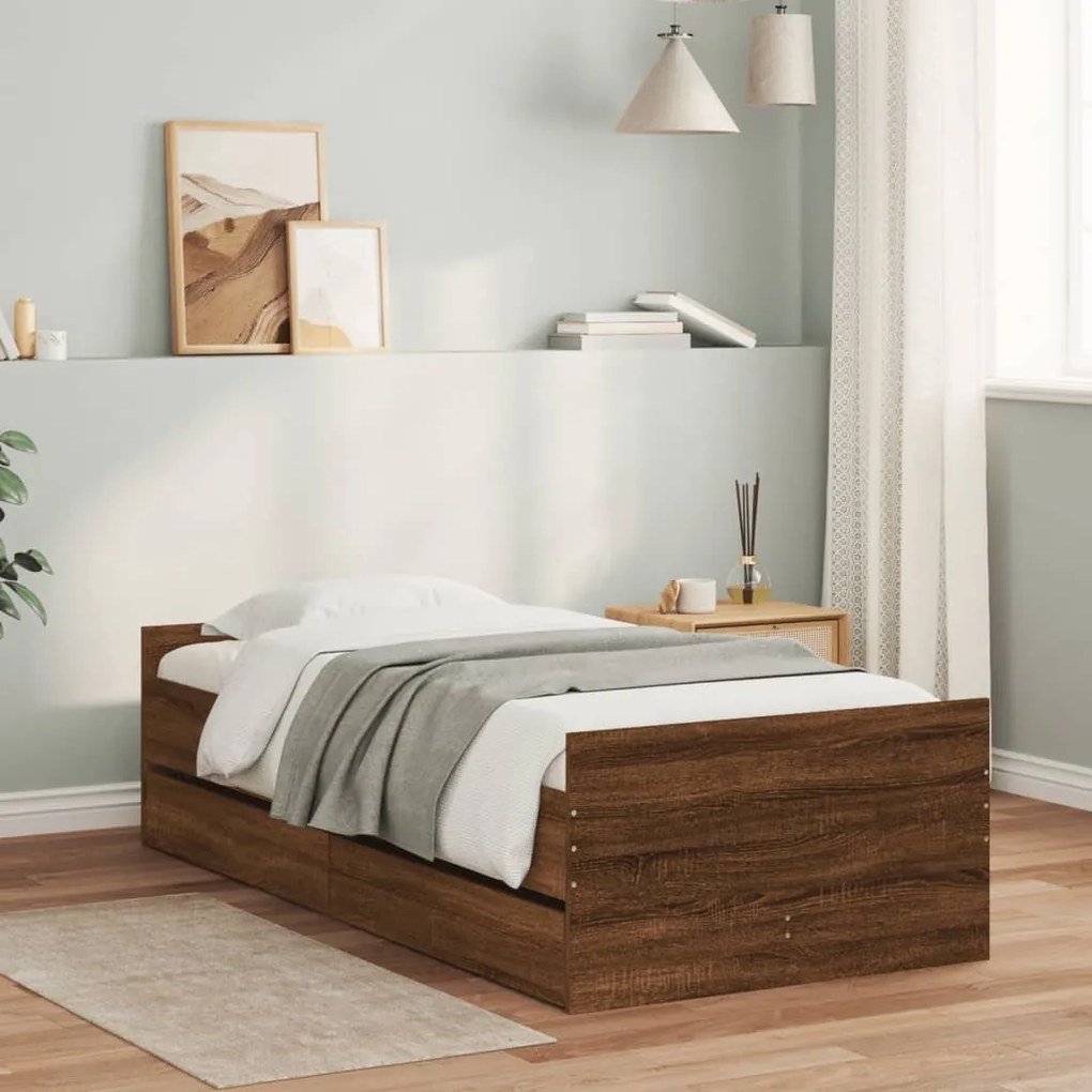 Giroletto con cassetti rovere marrone 75x190 cm small single