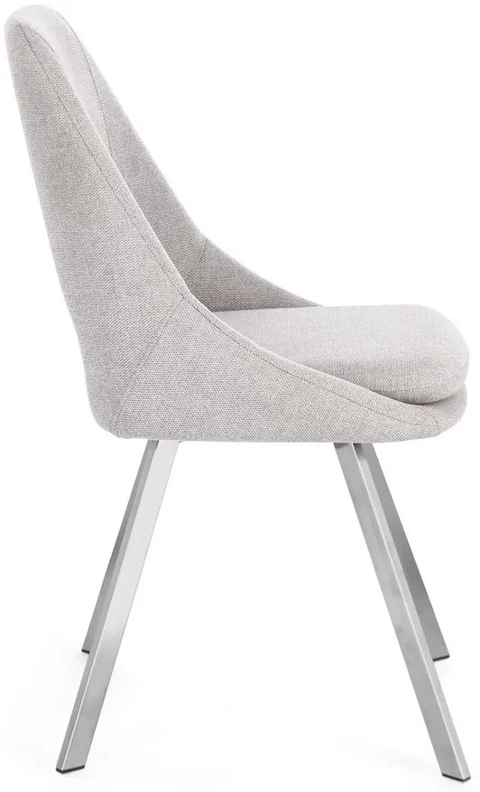 Set di 2 sedie KASHAR in tessuto grigio chiaro e gambe acciaio
