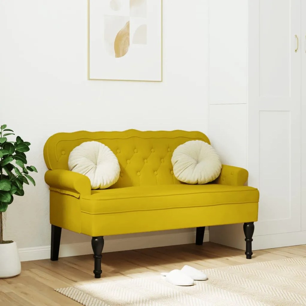 Panca Con Schienale Gialla 119,5x64,5x75 Cm İn Velluto /
