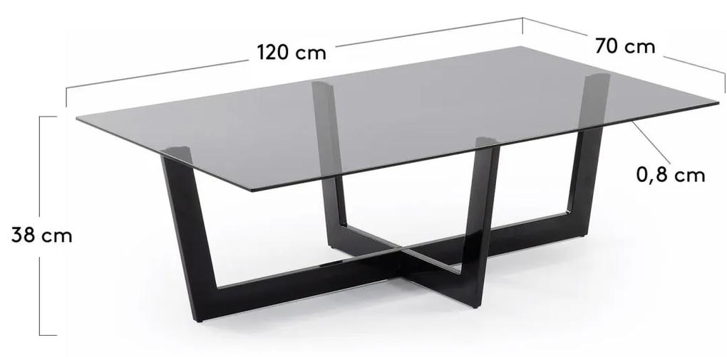 Kave Home - Tavolino Plam 120 x 70 cm vetro nero