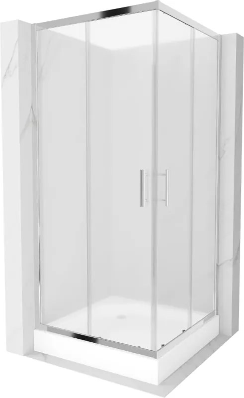 Mexen Rio cabina doccia quadrata 90 x 90 cm, ghiacciata, cromo + piatto doccia Rio, bianco - 860-090-090-01-30-4510