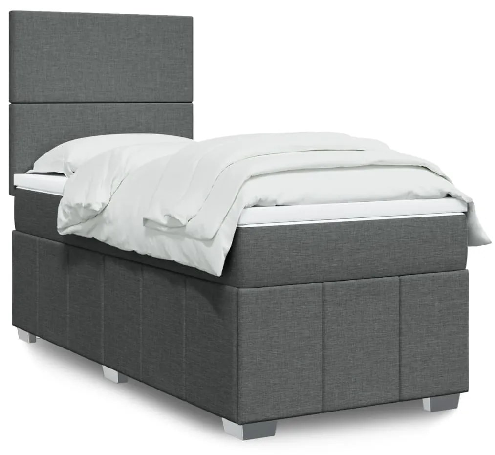Giroletto A Molle Con Materasso Grigio Scuro 80x200 Cm Tessuto /