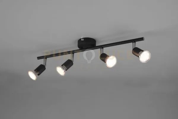 Paris senza lampadina barra 4 luci nero attacco gu10 l. 50cm