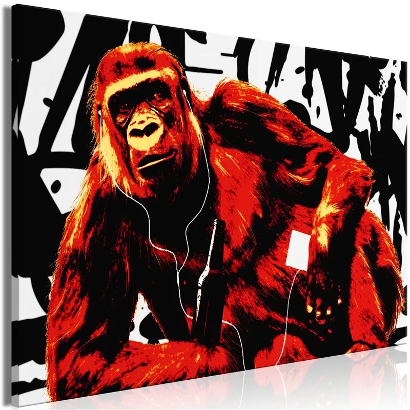 Quadro Pop Art Monkey (1 Part) Narrow Red  Colore Giallo, Dimensioni e Misure 120x80