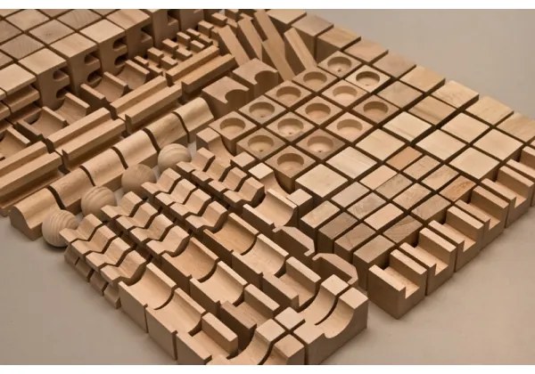 EkoToys - Blocchi di legno naturali 220 pz