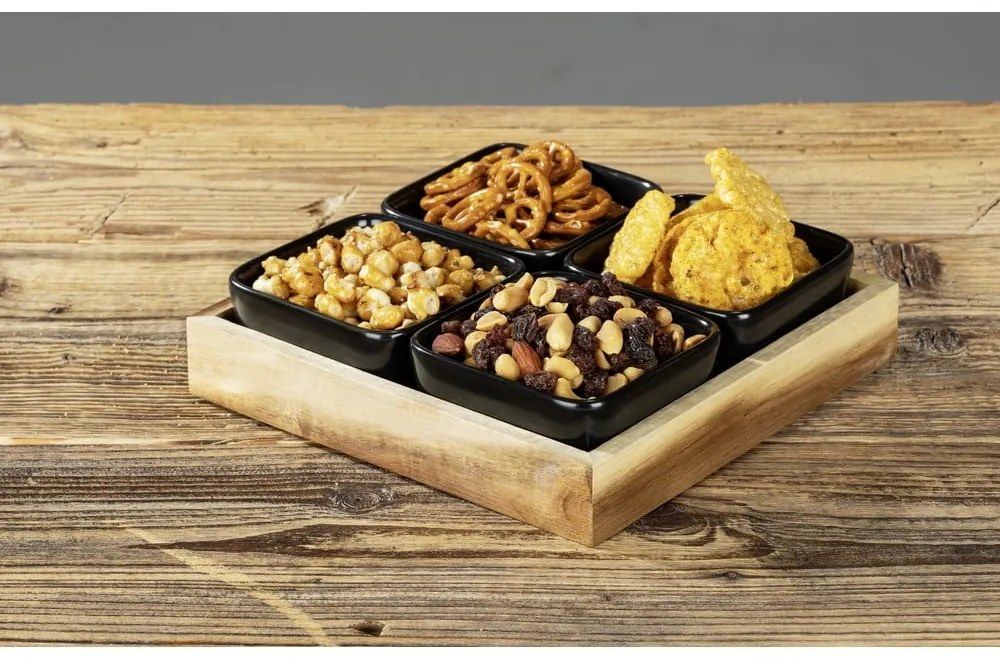 Set di 4 ciotole da portata in ceramica nera con vassoio Elo - Wenko