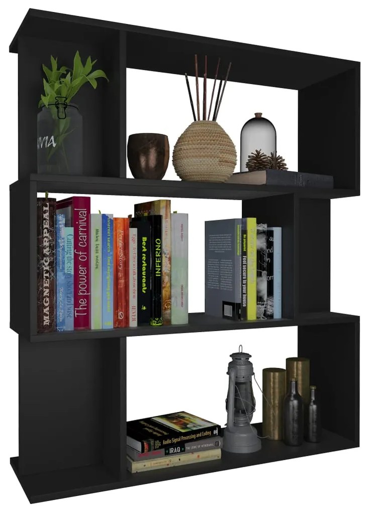 Libreria/Divisorio Nero 80x24x96 cm in Legno Multistrato