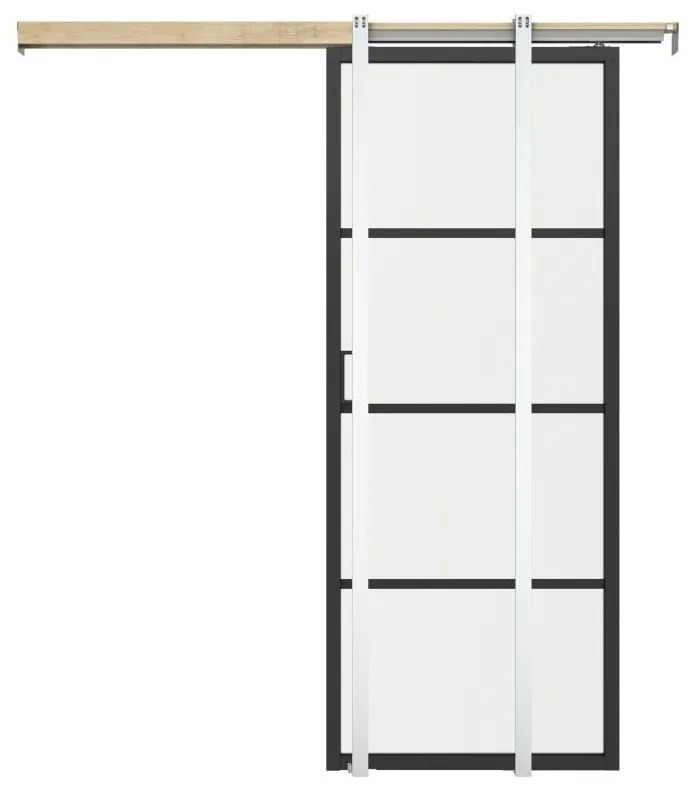 Porta scorrevole con sistema a incasso H205 x L83 cm  Alluminio e Vetro temperato trasparente - SINCA II