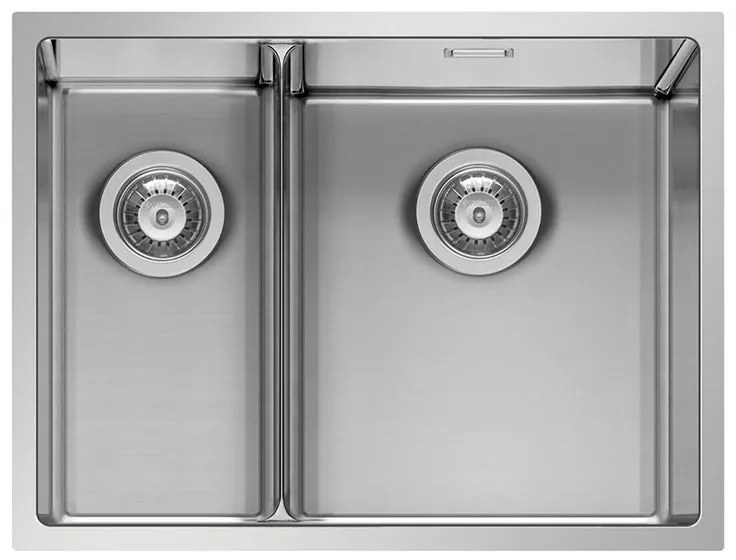 Lavello sottotop 2 vasche PYRAMIS Low Divide inox L 44 x L 58 cm argento