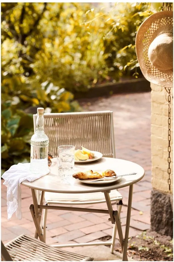 Set da pranzo da giardino beige in metallo per 2 persone Arcas – House Nordic