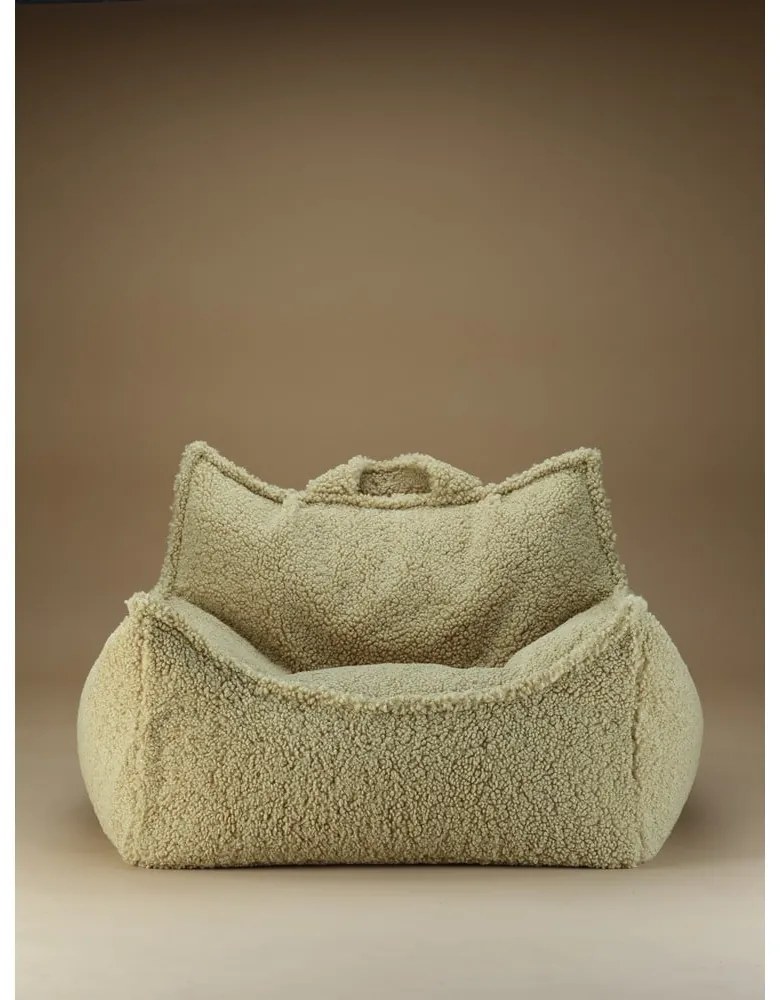 Pouf a sacco per bambini verde con rivestimento in bouclé Chair – Wigiwama