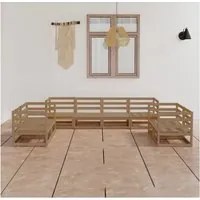 Set Divani da Giardino 8 pz Miele in Legno Massello di Pino 3075462