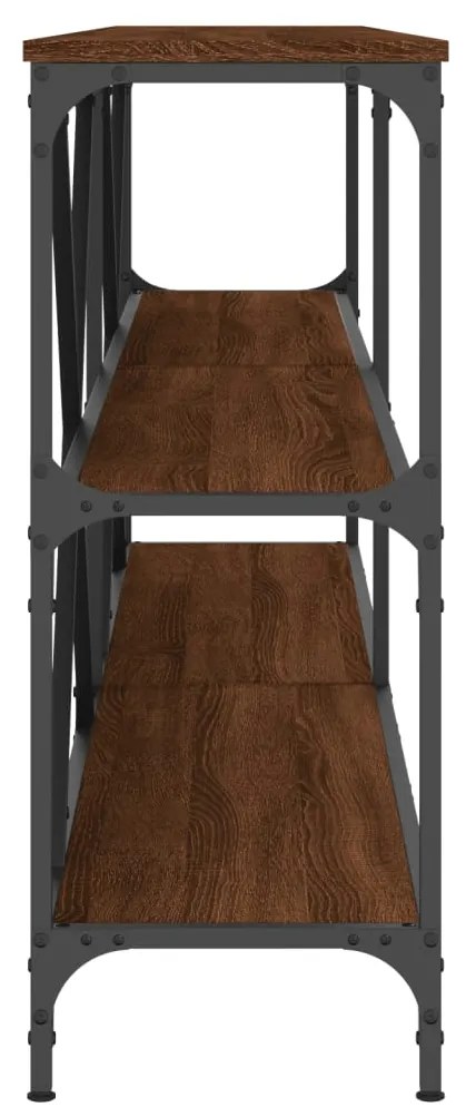 Tavolo consolle rovere marrone 200x30x75 cm multistrato e ferro