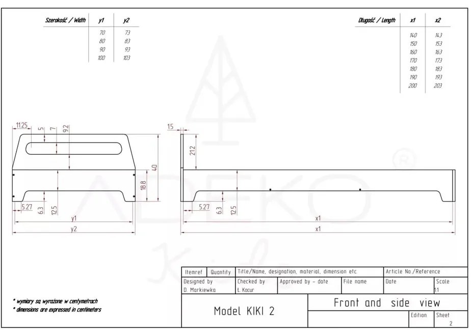 Letto per bambini 90x200 cm Kiki 2 - Adeko