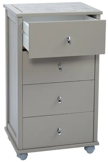 Carrello da cucina POKER con cassetti e piano in ceramica Tortora