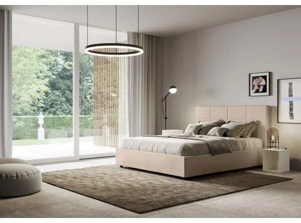 Letto matrimoniale senza rete imbottito 160x210 similpelle tortora Mika