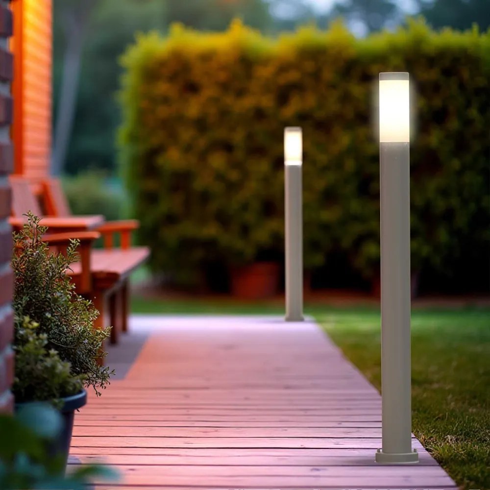 Paletto da Giardino 100cm, acciaio INOX, GRIGIO, IK06, IP54, base E27 Colore Grigio
