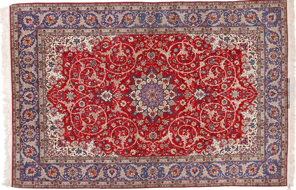 Isfahan Tappeto 250 x 370 Blu (Iran) Annodato A Mano