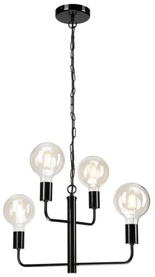 Lampadario a catena ORLANDO 4xE27/60W/230V nero