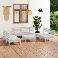 Set Divani da Giardino 7 pz Bianco in Legno Massello di Pino 3082558