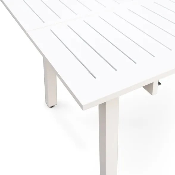 Tavolo In Alluminio Quadrato Da Esterno 145x100-145 Cm Bianco