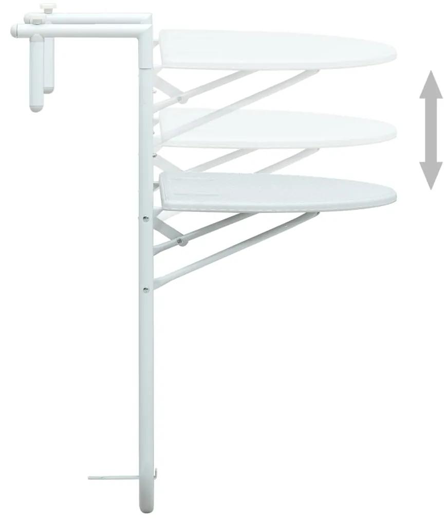 Tavolo da balcone pensile bianco 60x64x83,5cm plastica rattan