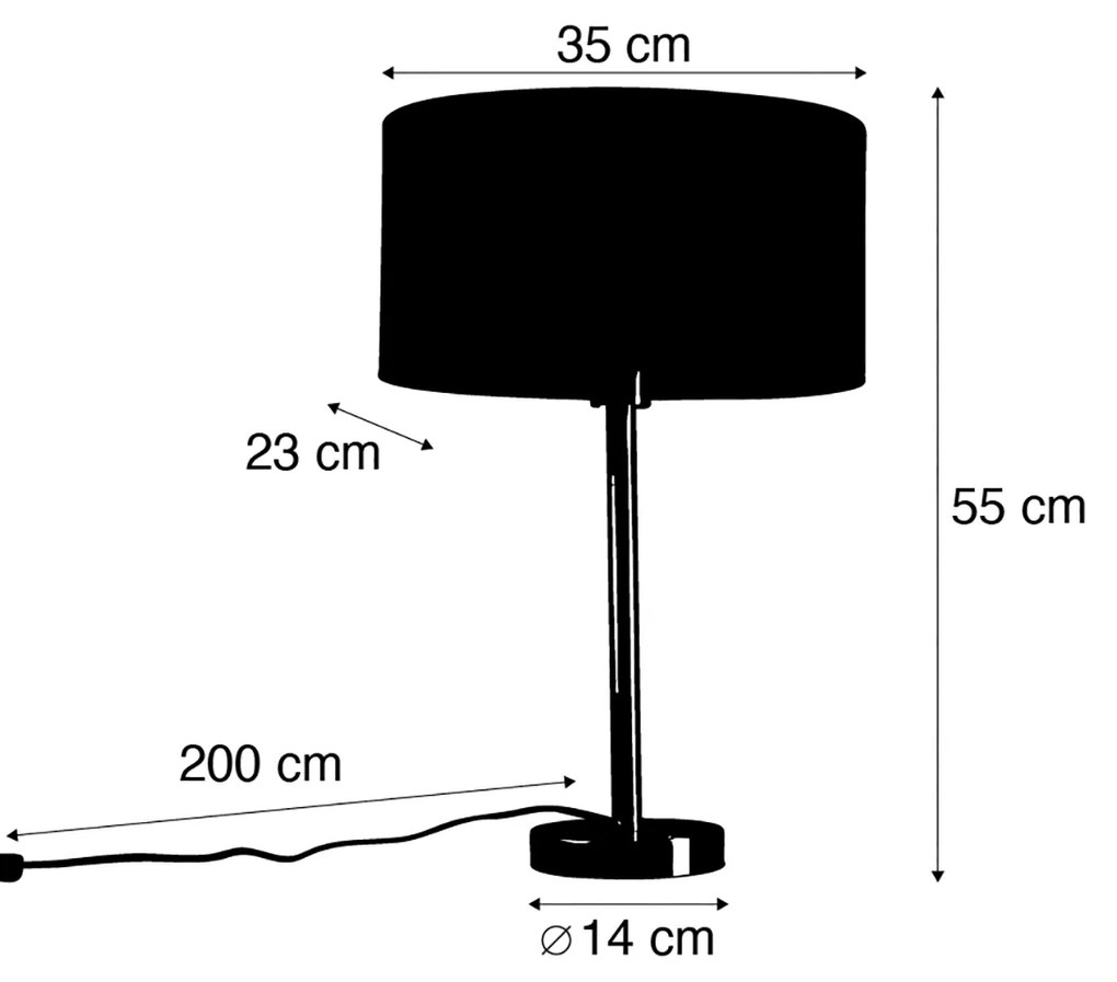 Lampada da Tavolo Nera con Paralume Ovale in Velluto Nero 35cm - Simplo
