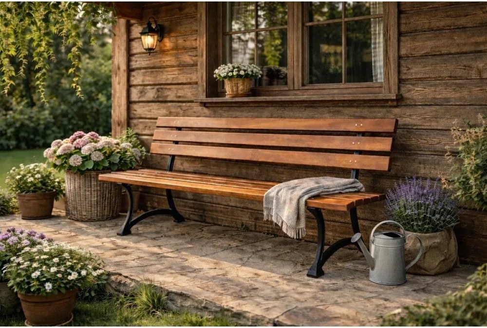 Panca da giardino di colore naturale in legno massiccio – Rojaplast