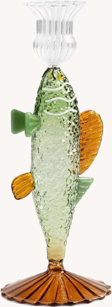 Portacandela fatto a mano in vetro borosilicato Fish