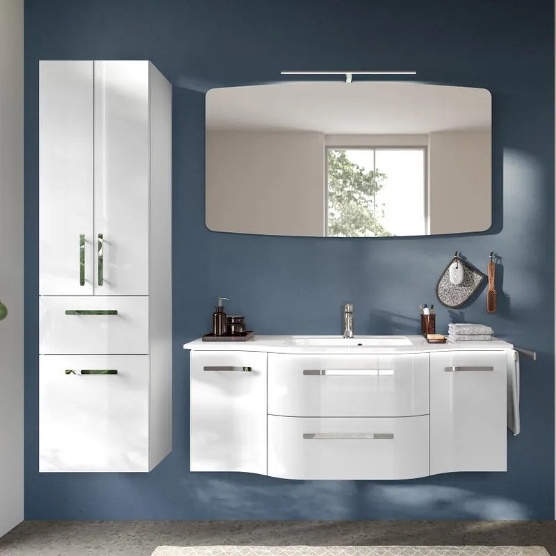 Mobile da bagno sospeso sotto lavabo L 130 x H 48 x P 48 cm bianco lucido, 2 cassetti 2 ante PELIPAL Contea
