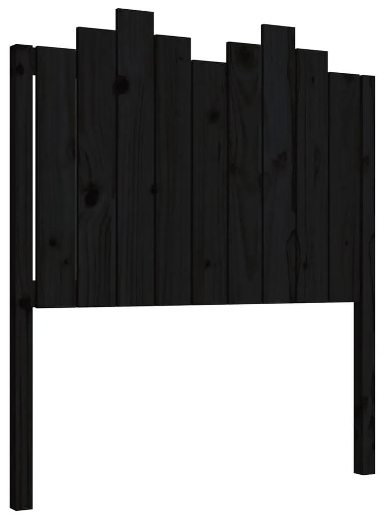 Testiera per letto nera 96x4x110 cm in legno massello di pino