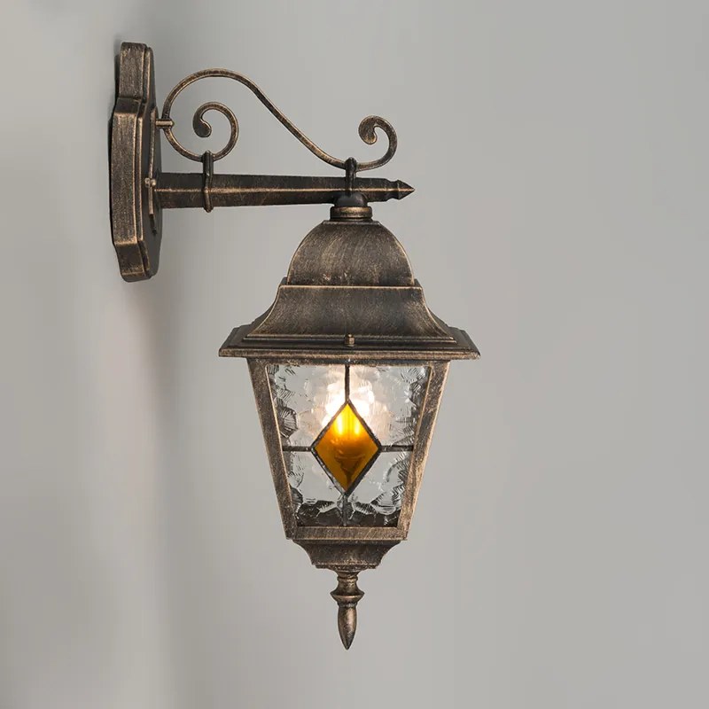 Lanterna da parete vintage per esterni in bronzo - Antigua Down