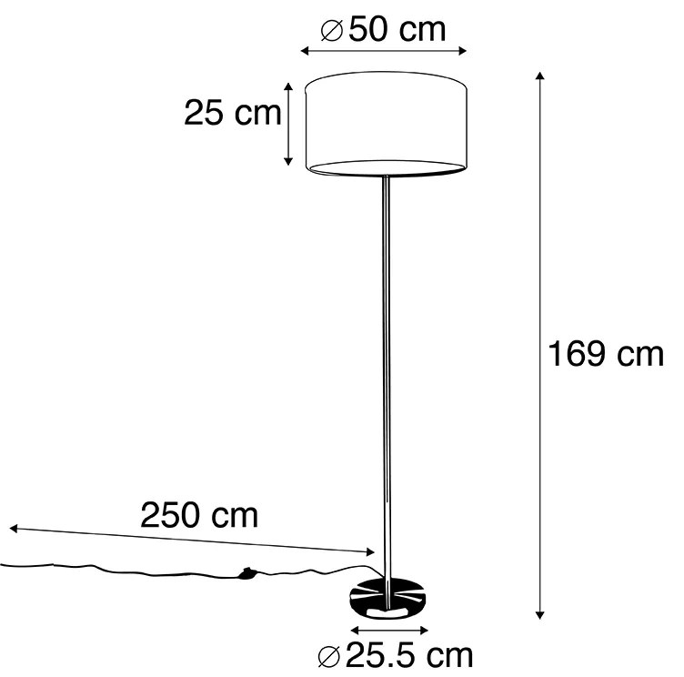 Lampada da terra in acciaio con paralume rosa 50 cm - Simplo