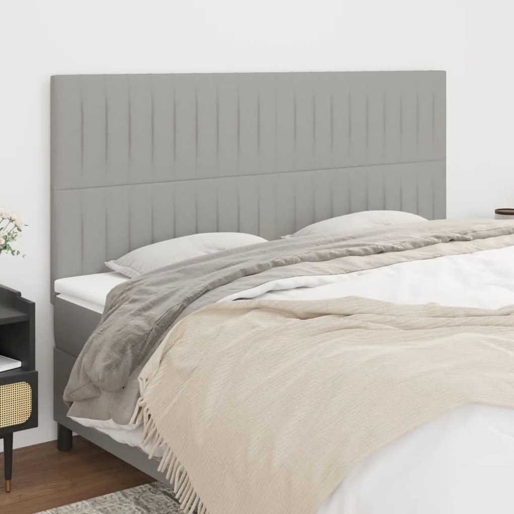 Testiera 4 Pz Grigio Chiaro 90x5x78/88 Cm İn Tessuto /