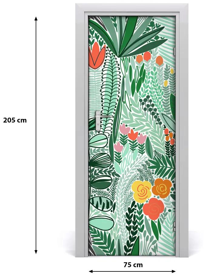 Adesivo per porta Fiori tropicali 75x205 cm