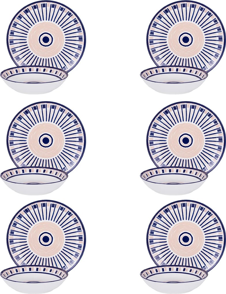 Servizio 12 piatti porcellana Velira blu