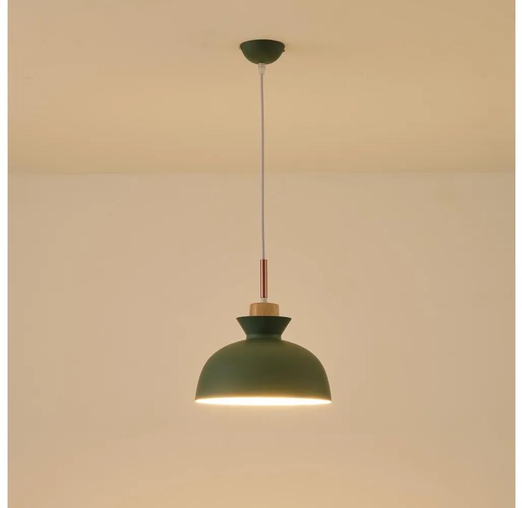 Lampadario a sospensione con filo 1xE27/15W/230V verde diametro 28 cm