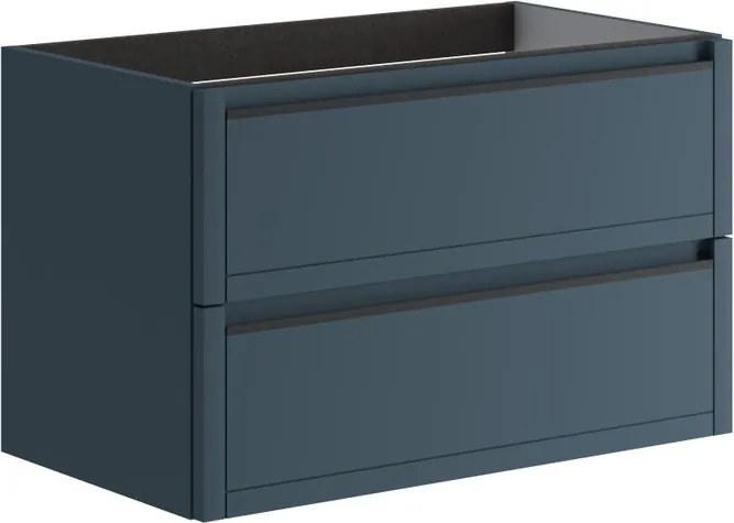 Mobile da bagno sospeso sotto lavabo L 79.5 x H 50 x P 45.5 cm blu opaco, 2 cassetti TRATTO