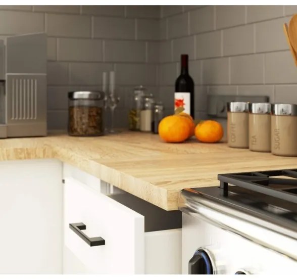 Cucina Lineare 180 Cm Moderna Pensili Bassi Bianco Opaco Emma V2