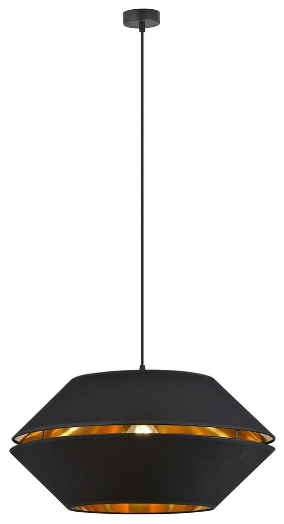 Sospensione Contemporanea 1 Luce Bellerofonte In Metallo Nero E Oro
